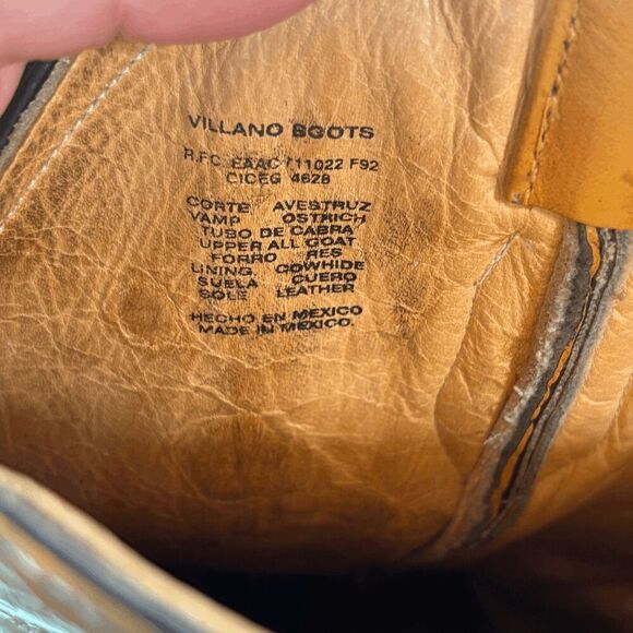 Vintage Villano Ostrich Boots Mens Size 9.5 EE Very Good Condition - Picture 10 of 11